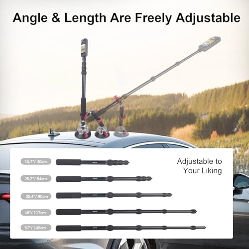 Suction Car Mount for lnsta36O,Versatile Camera Suction Cup Car Mount Kit with 1/4" & 3/8" Mounting Holes, Selfie Stick & Super Clamp, 4.5in Camera Suction Cup for GoPr0,DJI Osmo Action,JC022
