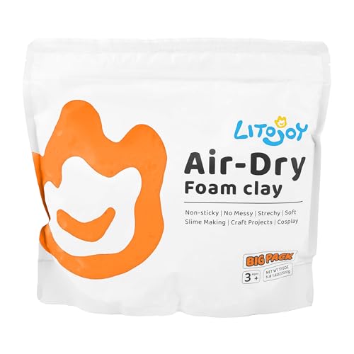 Orange Air Dry Foam Clay 1.1lbs/500g, Soft & Easy to Mold - color: Orange