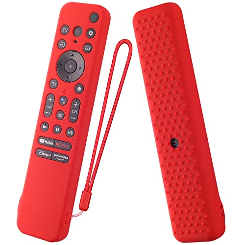 Silicone Cover for 7 inch Sony RMF-TX800U RMF-TX900U Voice Remote Contorl 2022, Anti-Shock Protective Case Compatible with Sony 4K Ultra HD TV X80K X90K X95K Series Remote(Red) - color: red