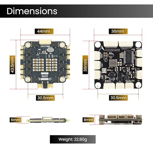 AERO SELFIE H743 Flight Controller with 60A 32 bit ESC 30x30 Stack: Supports 2-6S LiPo, Dual IMU, Compass, Barometer, Compatible with Betaflight, INAV, PX4, Ardupilot for FPV & Racing Drones