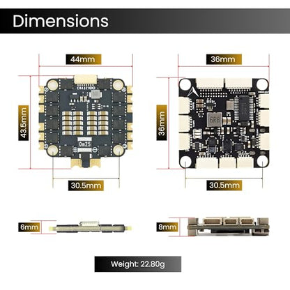 AERO SELFIE H743 Flight Controller with 60A 32 bit ESC 30x30 Stack: Supports 2-6S LiPo, Dual IMU, Compass, Barometer, Compatible with Betaflight, INAV, PX4, Ardupilot for FPV & Racing Drones