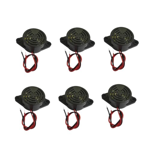 DC 3-24V 100dB Active Piezo Electronic Buzzer Beep Tone Alarm Ringer Continous Sound SFM-27-W ,Black 6Pcs