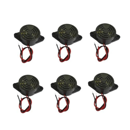 DC 3-24V 100dB Active Piezo Electronic Buzzer Beep Tone Alarm Ringer Continous Sound SFM-27-W ,Black 6Pcs