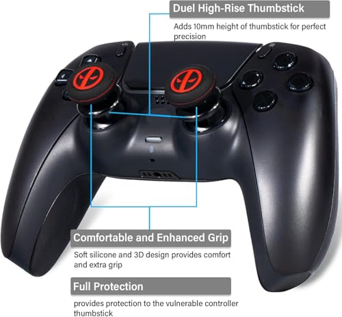FPS Thumbstick Extender & Printing Rubber Silicone Grip Cover 2 Sets for PS5 & PS4 Controller (Immortal) - color: 18