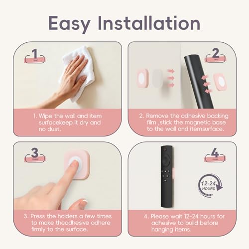 Magnetic Remote Control Holder Wall Mount for TV Fan 6 Pack Pink - color: 6 Pink, size: Square