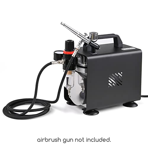 MEEDEN Airbrush Compressor Kit: 1/5 HP Powerful & Quiet with 6 ft Hose - color: Single - Black