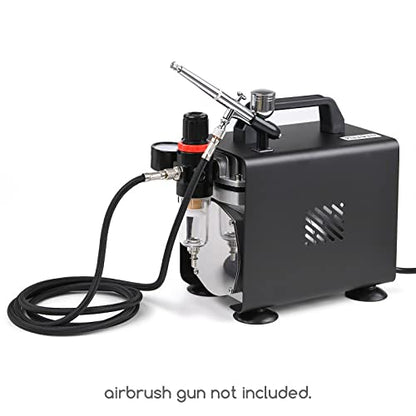 MEEDEN Airbrush Compressor Kit: 1/5 HP Powerful & Quiet with 6 ft Hose - color: Single - Black