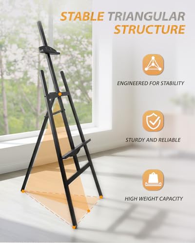Pine Wood A-Frame Art Easel Stand, Foldable Wooden Easel for Painting,Black - style: Black
