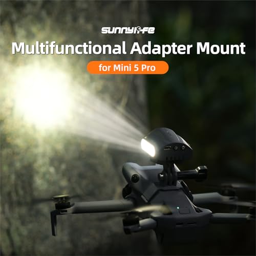 Action Camera Mount Holder + Strobe Light Searchlight for DJI Mini 5 Pro, Drone Gimbal Top Mount Kit Extension Bracket with 1/4" Screw Adapter (Mounting Bracket + Searchlight Bundle) - color: Mounting Bracket + Searchlight Bundle