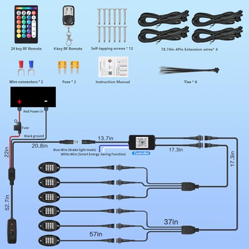 6Pods RGB LED Rock Lights Multicolor Underglow Accent Light Kit 12V - size: 6Pods
