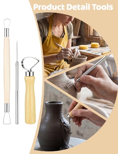 64Pcs Clay Sculpting Tools Kit, Ceramic Clay Ball Stylus Dot Painting Tools, Air Dry Clay Tools Set for Carving, Dotting, Embossing, Shaping, Molding, Pottery Crafts, Nail Art, Rhinestone, Rock - color: 64PCS