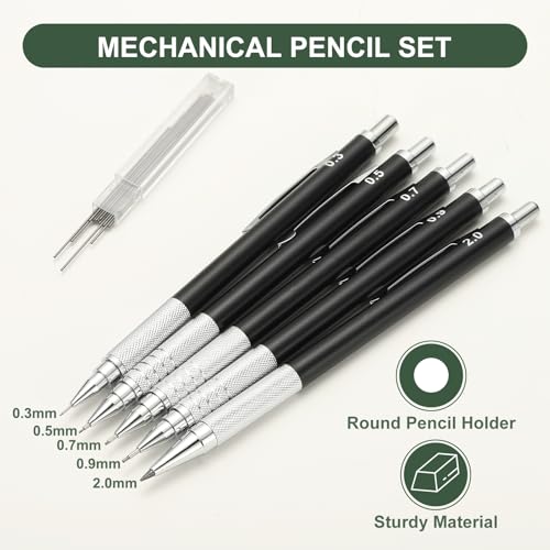 PATIKIL 2Pcs Mechanical Pencil 0.9mm, Lead Pencils Mechanical Holder, Black - color: Black