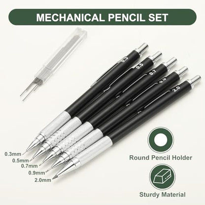 PATIKIL 2Pcs Mechanical Pencil 0.9mm, Lead Pencils Mechanical Holder, Black - color: Black