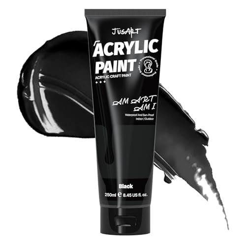 JusArt Acrylic Paint Black Tubes 250ml (8.45 oz) - color: Black