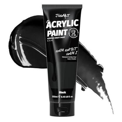 JusArt Acrylic Paint Black Tubes 250ml (8.45 oz) - color: Black