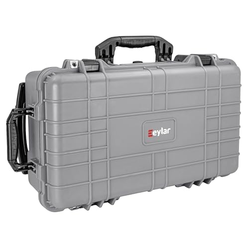Eylar 22" Carry-On Travel Roller Gear, Camera, Drones, Tools, Equipment Hard Case Waterproof, TSA Approved, Customizable Pluck Foam, Lockable (Gray) - color: Gray