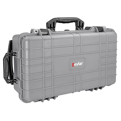 Eylar 22" Carry-On Travel Roller Gear, Camera, Drones, Tools, Equipment Hard Case Waterproof, TSA Approved, Customizable Pluck Foam, Lockable (Gray) - color: Gray
