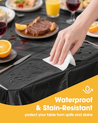 Niuara Black Plastic Table Cloth Disposable, 4 Pack, 54 x 108 in - color: Black, size: 54" x 108" - 4 Packs