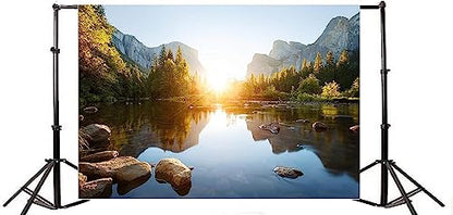 California Yosemite Valley Sunrise Landscape Photography Backdrop 12x8ft - size: 12x8ft