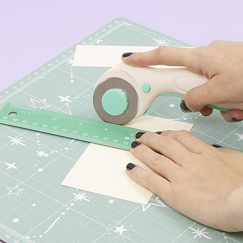 Craftelier - Rotary Cutter for Scrapbooking and Crafting Projects | Lock and Unlock Button Function | Blade Diameter 45 mm - Turquoise and White Color