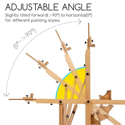 MEEDEN Enlarged Heavy Duty H-Frame Easel: Artist Wooden Studio Easel - color: Natural, size: X-Large