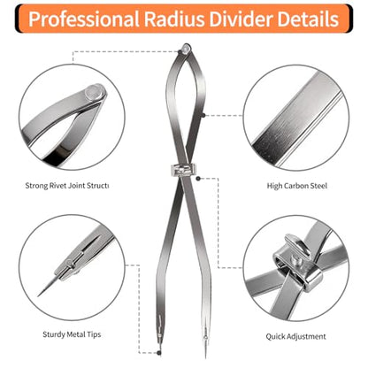 Radius Divider Tool 12 Inch, Fast Adjusting Scriber for Sheet Metal Fabrication & Layout Work, Resharpenable Replaceable Points, Metalworking Woodworking Insulation Tool, Draws Circles Up to 32 Inches - size: 12in-1PC