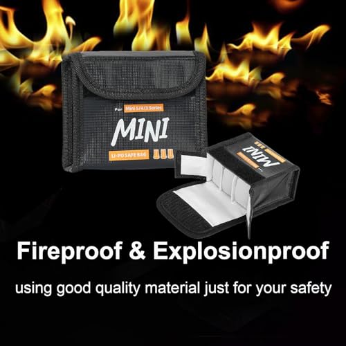 Lipo Battery Storage Bag Fireproof Explosionproof Bags for DJI Mini 3 Pro/Mini 4 Pro/Mini 5 Pro/Lito Safe Lithium Battery Bag for Drone Batteries(3 Pack)