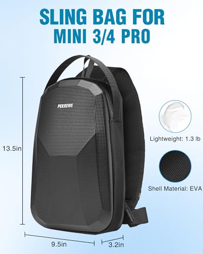 PEKREWS Crossbody Case for DJI Mini 3/4 Pro, RC 2/RC-N3/N2/N1 Controller - color: Black