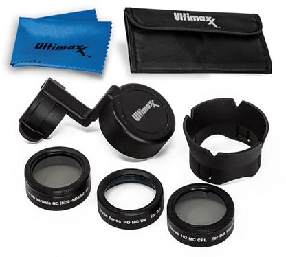 Ultimaxx 7 Piece Drone Camera Filter Bundle Kit for DJI Phantom 4 Studio Series Quadcopter w/Filters, Lens Hood, Gimbal Stabilizer, Carry Case