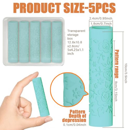 ORIGACH 5 Pcs Daisy Rose Polymer Clay Texture Roller for Earring Making - style: Daisy Rose & Sunflower
