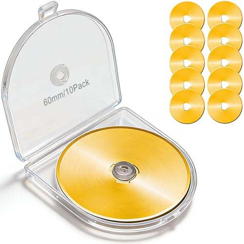 60mm Titanium Rotary Cutter Blades 10 Pack Replacement Rotary Blades for Arts Crafts Quilting Scrapbooking Sewing I Enhanced Sharpness - size: 60mm