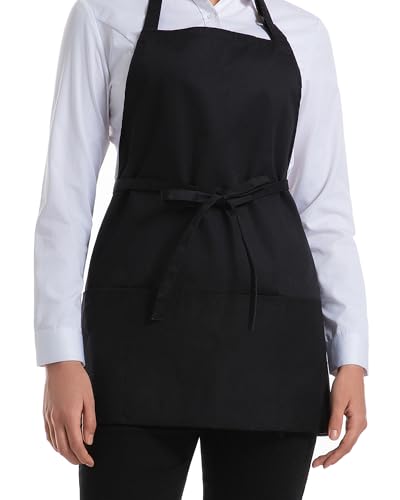 Syntus Chef Apron for Men Women with Pockets, Thick Grilling BBQ Apron - color: Black - S