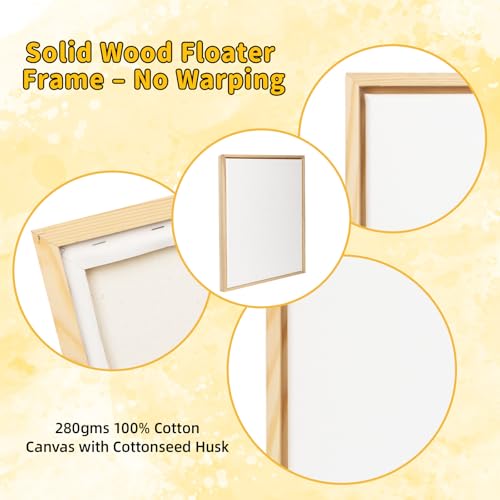 4 Pack 11 x 14 inch Floater Frame Canvas –Gallery Wrapped Canvas Set - color: Light Brown, size: 4pk-11x14 in