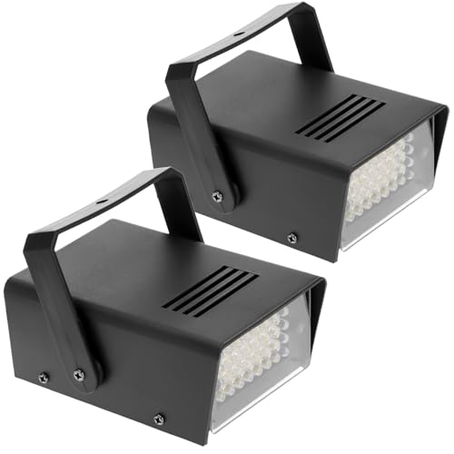 QWORK Mini LED Strobe Light 2 Pack – 32 White LEDs, 3W Plug-in Flash Effect for Party, Holiday & Dance, 3.3 x 2.1 x 4.5 inches