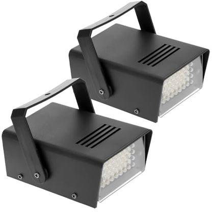 QWORK Mini LED Strobe Light 2 Pack – 32 White LEDs, 3W Plug-in Flash Effect for Party, Holiday & Dance, 3.3 x 2.1 x 4.5 inches