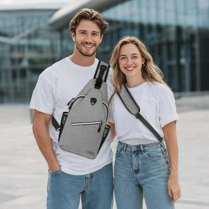 MOSISO Small Sling Bag for Men, Crossbody Shoulder Chest Daypack Bag - color: Gray