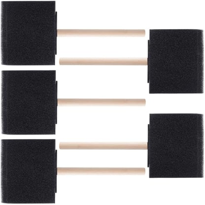 HINZIC 5 Pcs 3" Foam Paint Brushes, Wood Handle Sponge Brushes, Black - color: Black, 5pcs, 3"