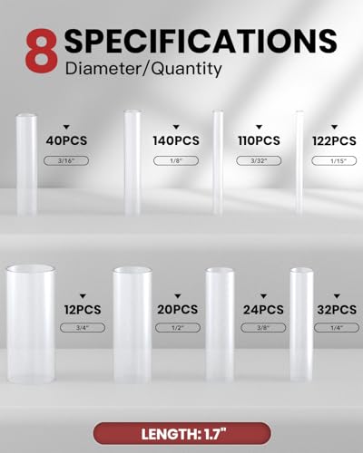 4:1 Heat Shrink Tubing Kit, 500PCS Adhesive Lined Wire Tubing - size: Clear