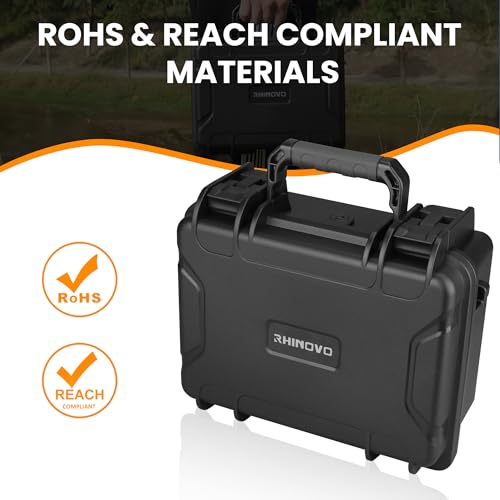 IP67 Waterproof Hard Case 11 Inch with Padded Dividers or Pick and Pluck Foam Interior, Protective Carrying Case for Smaller Mirrorless Cameras, Drones and Electronics