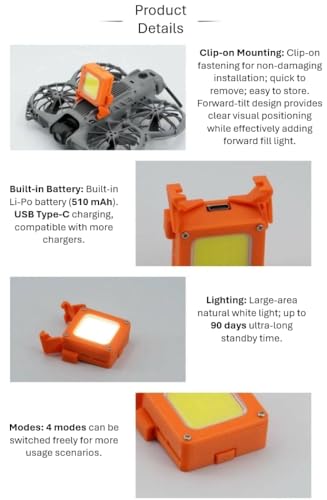 ILEI Night Lights Navigation Light for DJI Neo 2, Accessories, Multifunctional Auxiliary LED Light (Grey) - color: Gray