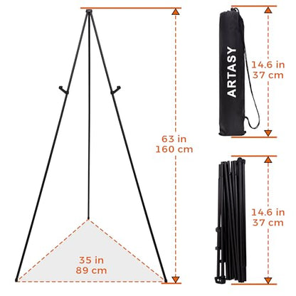 ARTASY 63" Easel Stand for Wedding Signs, Black, 1 Pack with Carry Bag - color: Black
