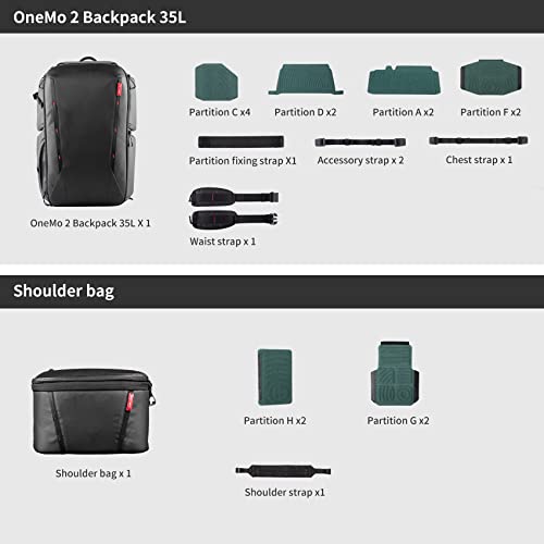 PGYTECH OneMo 2 25L-33L Camera Backpack with Shoulder Bag for Photographer - size: 25L+8L