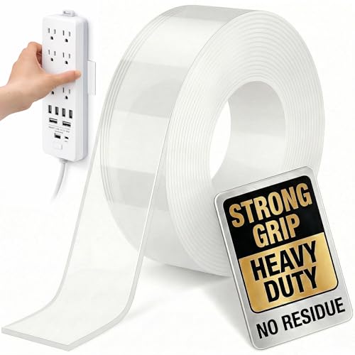 Double Sided Tape Heavy Duty, Clear Mounting Tape Nano Double Sided Adhesive Tape,Picture Hanging Adhesive Strips (9.85FT) - size: 9.85FT-Heavy Duty