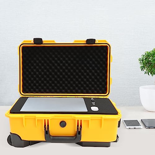 Portable Protective Camera Case, 22" Protective Roller Hard Camera Case with Wheels and Foams Camera Suitcase Waterproof Rolling Hard Case for Camera,Tools,Lens,Drone,Equipment (Yellow) - color: Yellow