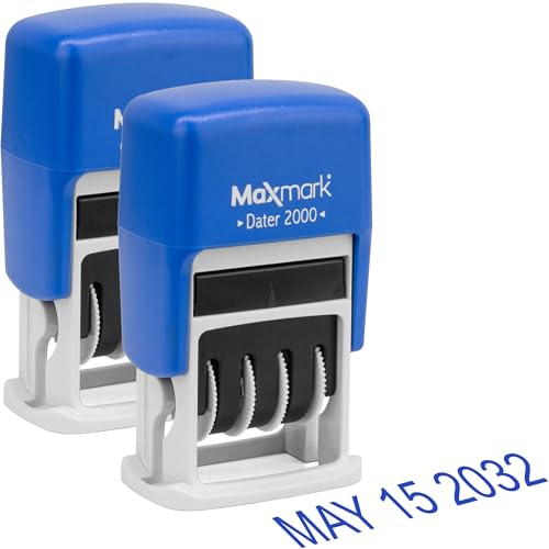 MaxMark 2000 Dater Self Inking Date Stamp - Blue - Pack of 2 - color: Blue, size: Pack of 2 - 2000