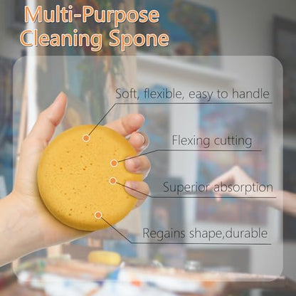WAFJAMF 6 Pcs Pottery Sponges, 2.95 inch Yellow Round Craft Sponges