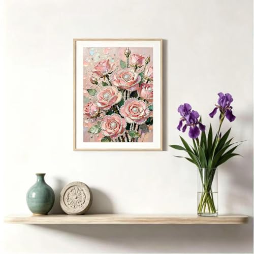 DIYBEADDOT Rose Pearl Diamond Painting Kits for Adults,Diamond Art 12x16In - color: DE6641