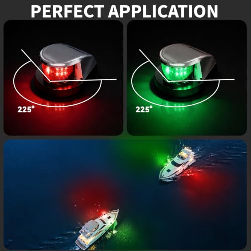 Boat Light, Lights for Boat,Navigation Light with Red Green LED 12V 2 Pack - size: 1 Pack Red and 1 Pack Green