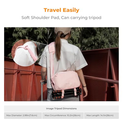 K&F CONCEPT 2 in 1 Camera Sling Bag, Everyday Shoulder Bag - color: 10 Pink Medium
