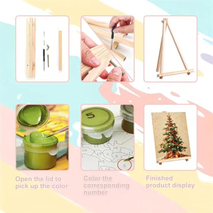 3 Pack Christmas Paint by Numbers Kit for Adults with Frame-Wooden Ease - color: 3 Pack Christmas